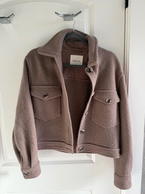 Wilfred Taupe Teddy Fleece Button-Front Jacket